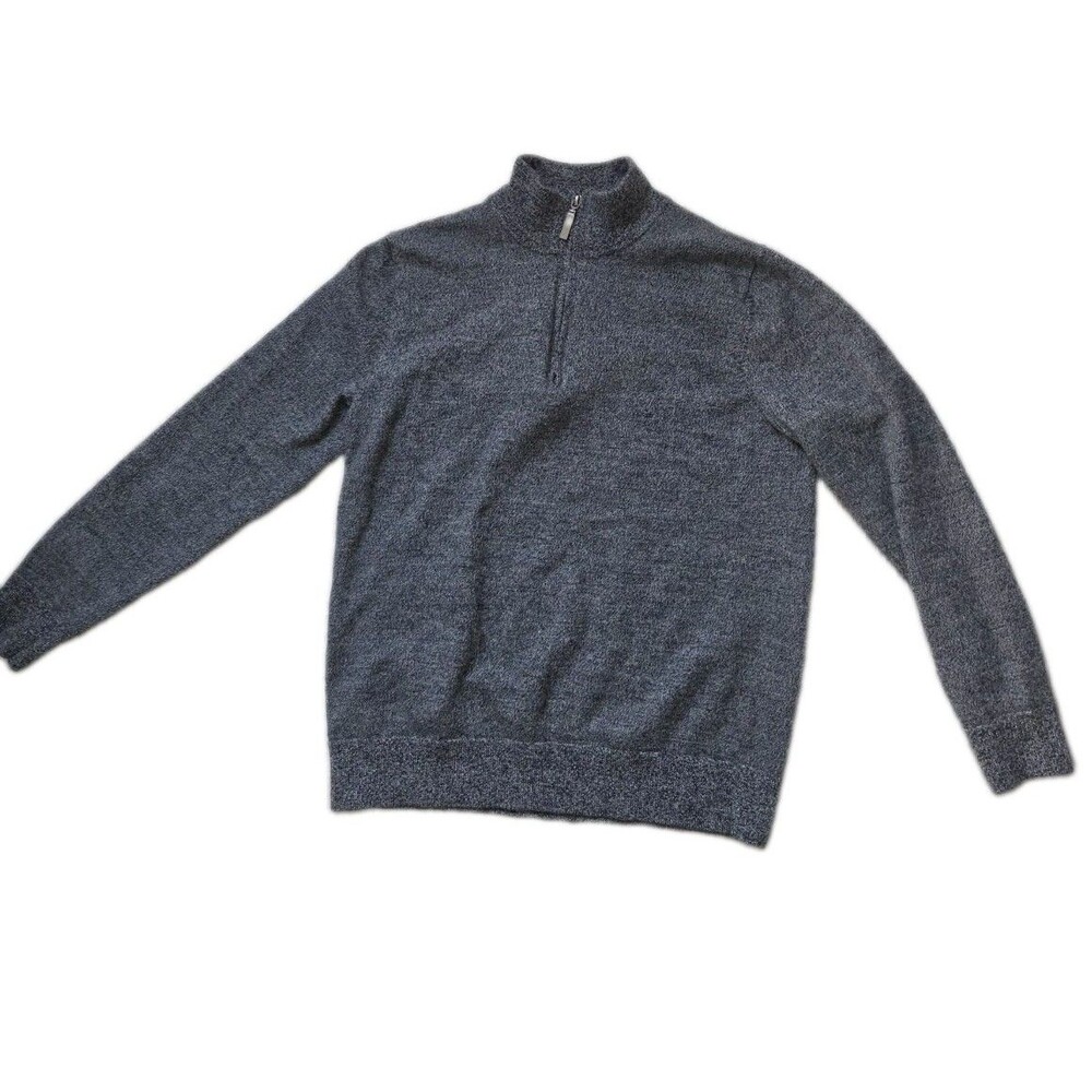 Artifact 100% Merino Wool Quarter Zip Sweater Gray Knit Pullover Mens L EUC